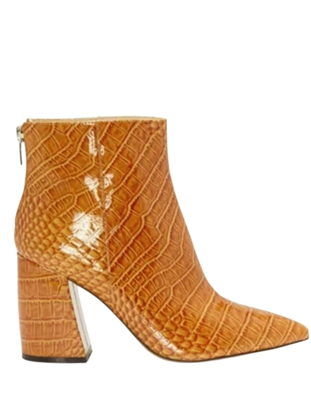 NEW! VINCE CAMUTO Benedie Patent Leather Pointed Toe Croc Ankle Boots 6.